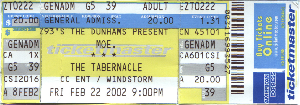 moe. / February 22, 2002 / The Tabernacle, Atlanta, GA
